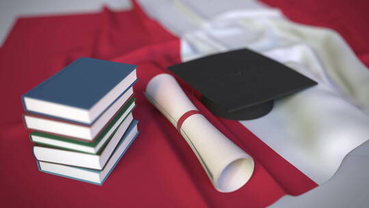 秘鲁国旗毕业帽和文凭视频素材模板下载