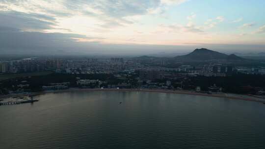 兴城海滨首山夕阳下航拍