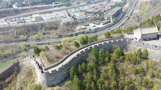 北京慕田峪居庸关长城春季风光航拍