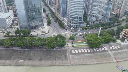 湖北宜昌CBD城市高楼航拍