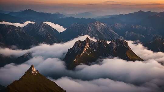云海环绕的山脉景观