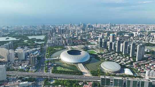 天津奥林匹克中心体育场航拍视频素材模板下载