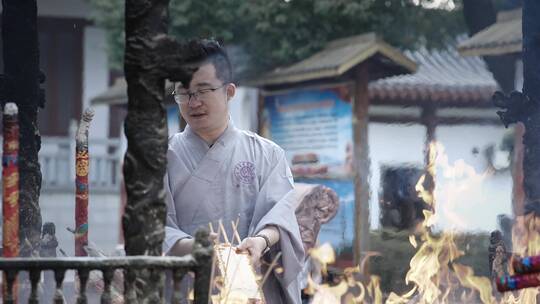 寺庙寺院祭祀活动烧香拜佛视频