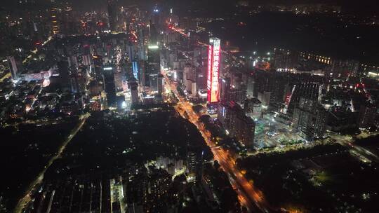 深圳深南中路夜景航拍