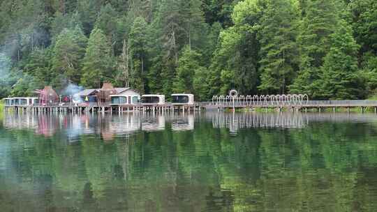 西藏波密岗云杉林景区航拍