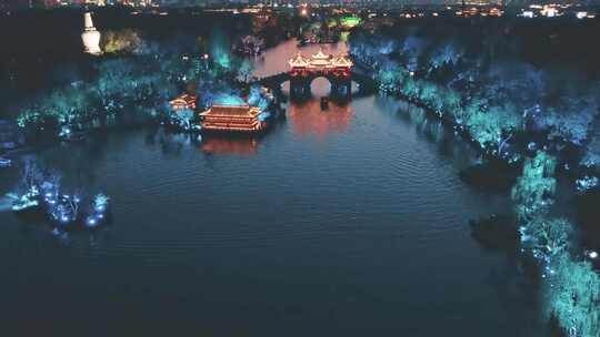 扬州 瘦西湖夜景航拍·2