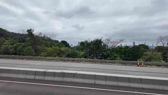 香港落马洲 元朗 附近交通情况道路场景