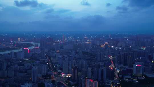 南宁 邕江 夜景 大景 全景 航拍