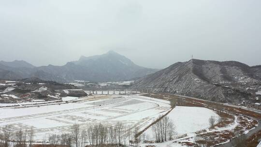 4K航拍北方雪景农村