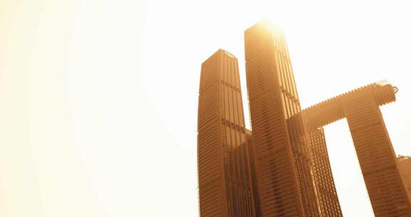 黄昏时候重庆市地标建筑风光来福士