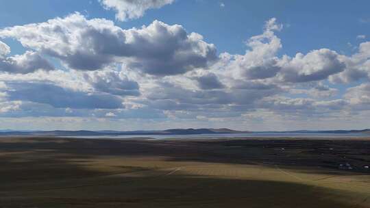 秋季乌拉盖湖乌拉盖草原风景九曲湾风景