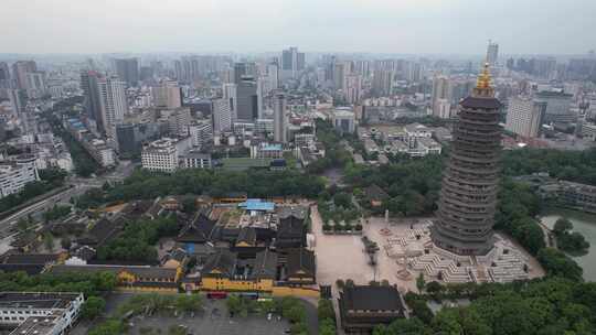 江苏常州红梅公园天宁禅寺航拍