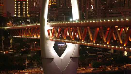 重庆千厮门大桥夜景航拍