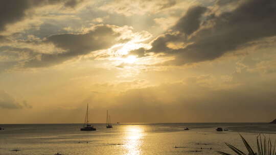 海边的日落时光流逝