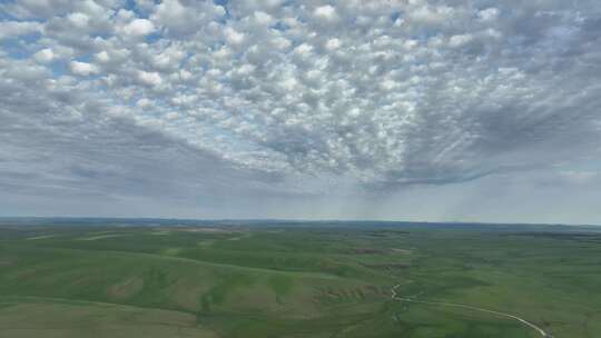 航拍内蒙古草原丘陵天空云彩视频素材视频素材模板下载