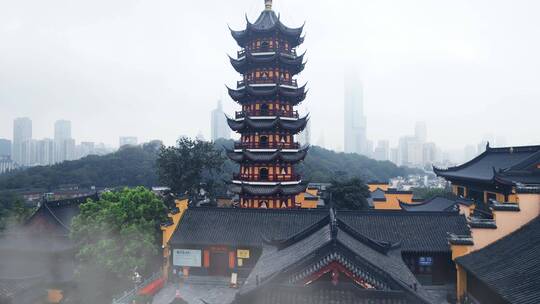 南京市古鸡鸣寺航拍风光视频素材模板下载