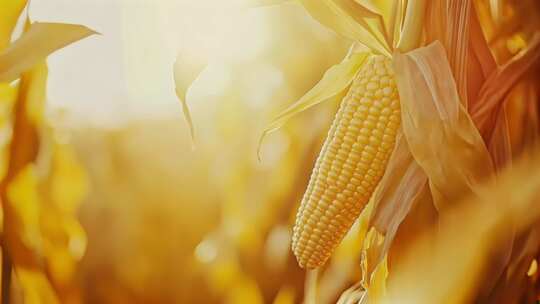 秋天粮食丰收玉米收获成熟玉米特写