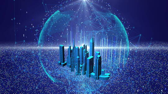 城市地球粒子光线汇聚前进科技背景