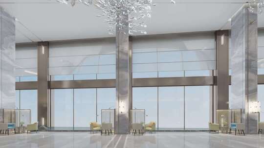 现代酒店大堂设计动画空镜合集