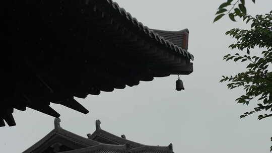 雨天惊蛰屋檐下雨雨水谷雨挂建筑禅意古风