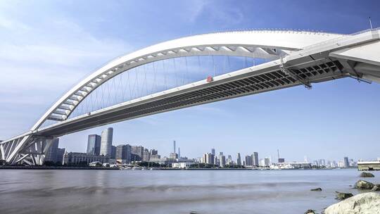 上海黄浦江卢浦大桥大桥大桥延时摄影视频素材模板下载
