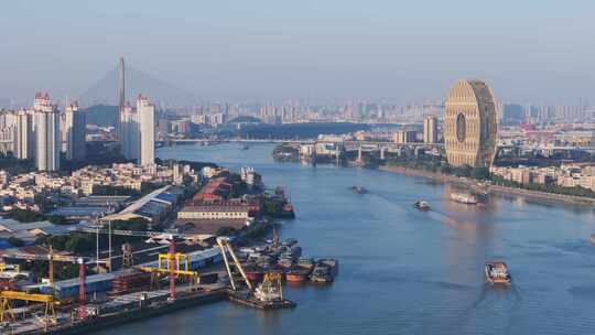 广州圆东沙桥航拍视频素材模板下载