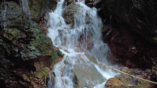 山间溪流瀑布流水自然风光实拍