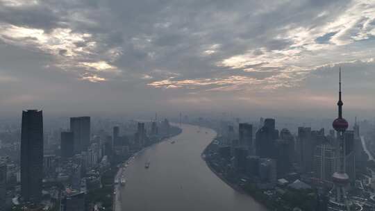 上海清晨航拍空镜
