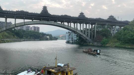 旅游时去广西柳州三江风雨桥旅游拍摄视频素材模板下载