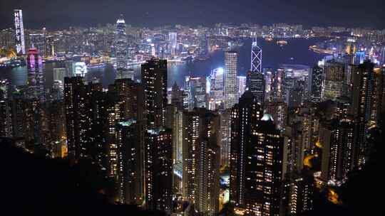 香港 夜景延时 繁华的国际化城市