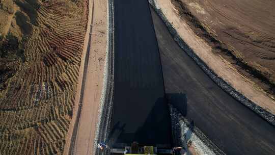 高角度道路建造工程视频素材模板下载