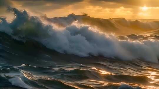 海洋海边海浪特写ai素材原创唯美巨浪浪花