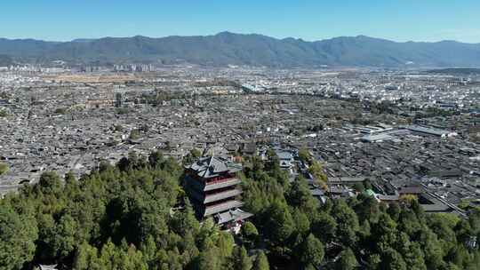 玉龙雪山丽江狮子山航拍