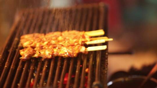 烧烤 夜市 烤串 小吃 美食一条街  撸串视频素材模板下载
