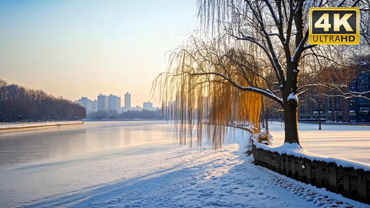 城市雪景北京雪景故宫冬天视频素材2