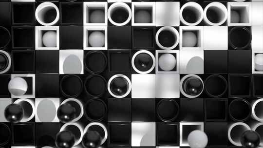 棋盘图案上的黑白球体提供经典的光影3D游