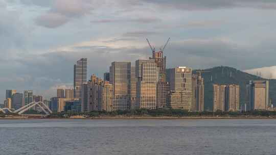 深圳前海湾日落晚霞夜景延时摄影