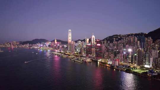 香港蓝调城市夜景航拍