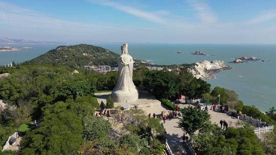 福建莆田湄洲岛妈祖文化园风光航拍