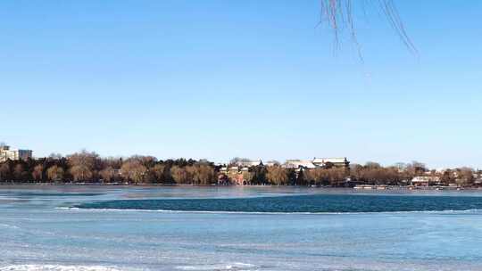 北京冬季北海公园雪景游玩