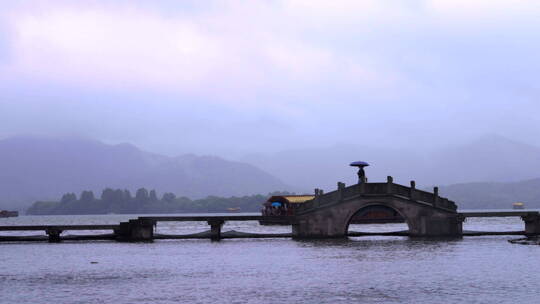 江南 杭州山川 自然风景 桥 西湖 建筑 水墨