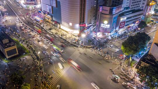 广西南宁城市车流夜景延时