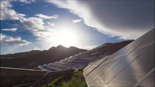 新能源太阳能光伏电站日落延时空镜