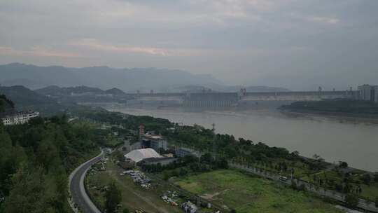 湖北宜昌长江三峡大坝风景航拍