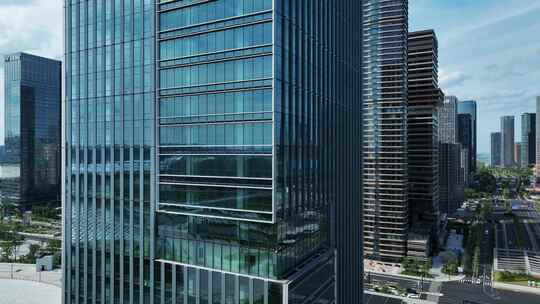 航拍高端商务大厦、高端写字楼