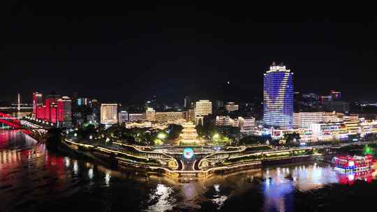 四川宜宾合江门广场夜景