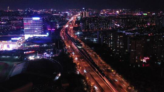 昆明螺蛳湾夜景交通航拍