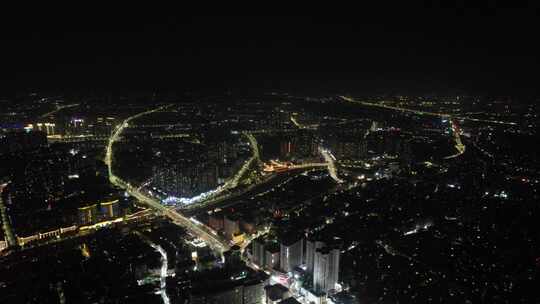 城市夜景灯光万家灯火广东江门夜景航拍