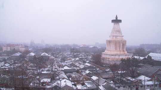 下雪中的北京白塔寺