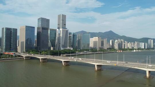 原创 福州闽江江景城市高楼天际线风光航拍